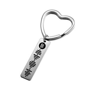 JINLIN Personalized Music Spotify Scan Code Keychain Pendant - Custom Engraved Song with Stainless Steel Heart Keyring for Couples Gifts