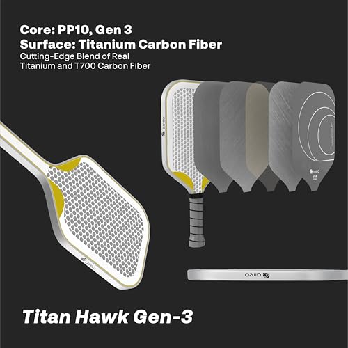 AIREO Titan Hawk Gen-3 Pickleball Paddle, Real Titanium + T700 Carbon Fiber Pickleball Racket, 14MM/16MM Polypropylene Core, Full-Face Sweet Spot, USAPA Approved Pickle Ball Paddle - Image 3