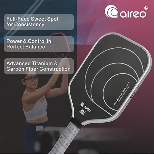 AIREO Titan Hawk Gen-3 Pickleball Paddle, Real Titanium + T700 Carbon Fiber Pickleball Racket, 14MM/16MM Polypropylene Core, Full-Face Sweet Spot, USAPA Approved Pickle Ball Paddle - Image 6