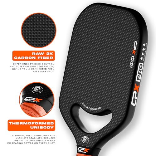 CPX Pro Carbon Fiber Pickleball Paddle - Professional Grade, Matte Finish, 19mm Honeycomb Core, Tennis Style Grip - Edgeless Paddle Designed in Chicago, USA - Image 6