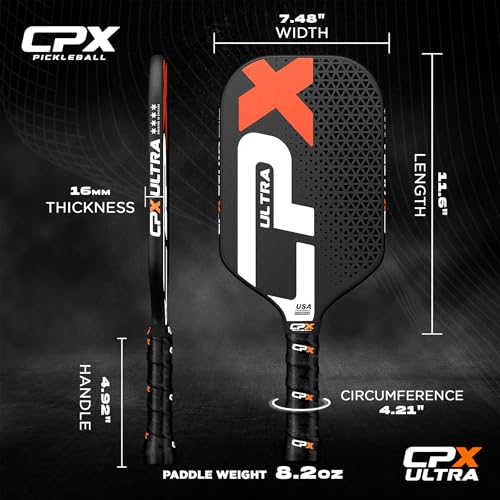 CPX Ultra Series Fiber-Reinforced Friction Surface Pickleball Paddle - 16mm Polypropylene Honeycomb Core, Lightweight for Speed - Image 4