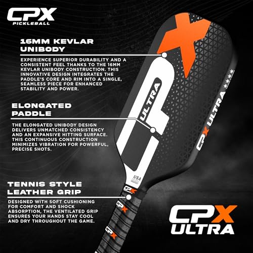 CPX Ultra Series Fiber-Reinforced Friction Surface Pickleball Paddle - 16mm Polypropylene Honeycomb Core, Lightweight for Speed - Image 5
