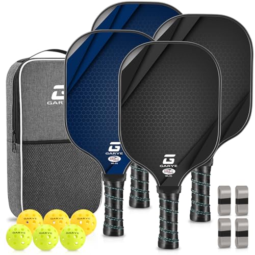 GARYE Pickleball Paddles Set of 4, Carbon Fiber Pickle Ball Paddle, USAPA Approved Lightweight Rackets 4 Pack for Adults and Teenagers, Includes 6 Balls, 1 Bag, and 4 Grip Tapes. - Image 2
