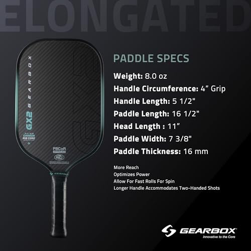 Gearbox GX2 Pickleball Paddle - Carbon Fiber Face, SST 2.0 Power Core, High Spin & Control for an Exceptional All Around Paddle - Image 4