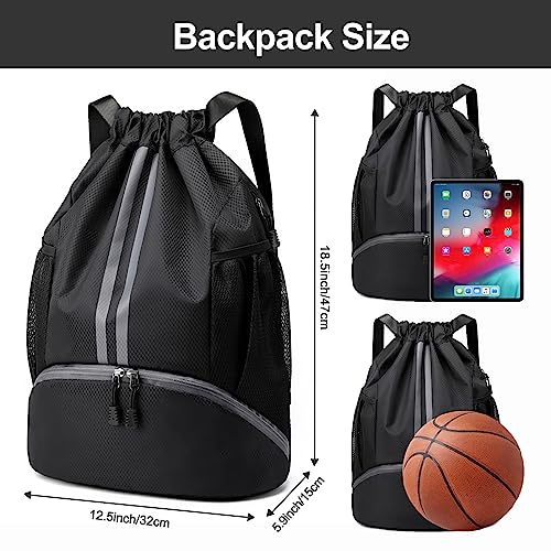 Hoedia Sports Drawstring Backpack - String Swim Gym Bag with Shoes Compartment and Wet Proof Pocket for Women&Men - Image 4