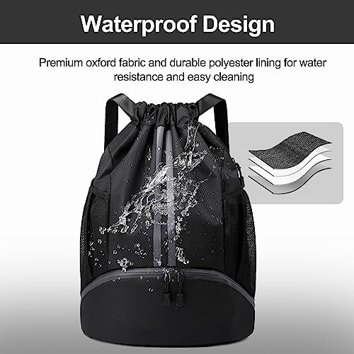 Hoedia Sports Drawstring Backpack - String Swim Gym Bag with Shoes Compartment and Wet Proof Pocket for Women&Men - Image 7