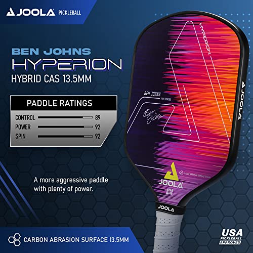 JOOLA Ben Johns Hyperion Pickleball Paddle - Carbon Surface, Elongated Handle, Polypropylene Core, Custom Cover + JOOLA Primo Indoor/Outdoor Pickleball Balls - Image 4