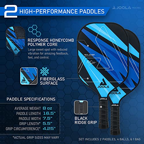 JOOLA Pickleball Paddles Set of 2 – Multiple Colors - Reinforced Fiberglass Surface – Lightweight, Durable, Beginner-Friendly Racket Design – Set Includes Balls & Bag – USAP Approved - Image 5