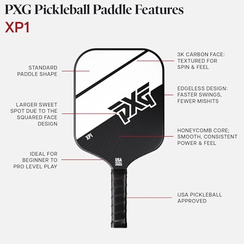PXG Pickleball Paddle Carbon Fiber Honeycomb Core Edgless Design Square Face XP1 - Image 5