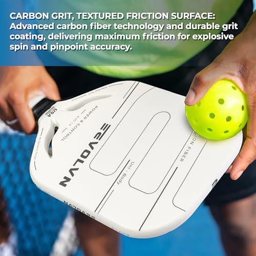 Pickleball Paddle Racket, Toray T700 Carbon Fiber, Edgeless Polypropylene Core, 19 mm, Balanced Power and Control, Textured Surface for Spin, Air-Throat, Lightweight, White, Designed in USA - Image 5