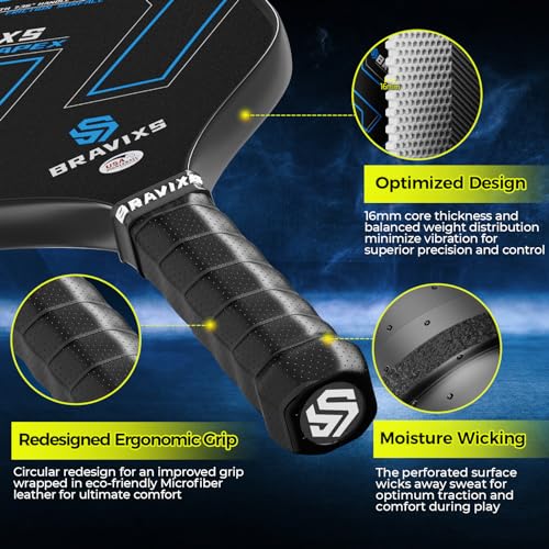 Pickleball Paddles Set of 2 USAPA Approved T700 Raw Carbon Fiber Pickleball Paddle, Friction Surface Pickleball Rackets with 4 Balls 1 Pickleball Bag, Pickle Ball Paddle Set for Men and Women - Image 4