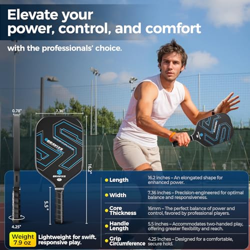 Pickleball Paddles Set of 2 USAPA Approved T700 Raw Carbon Fiber Pickleball Paddle, Friction Surface Pickleball Rackets with 4 Balls 1 Pickleball Bag, Pickle Ball Paddle Set for Men and Women - Image 5