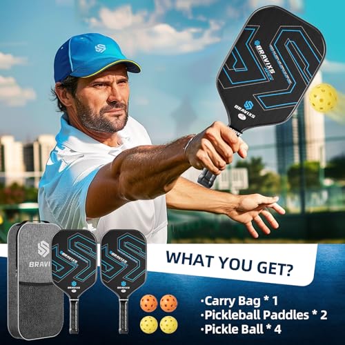 Pickleball Paddles Set of 2 USAPA Approved T700 Raw Carbon Fiber Pickleball Paddle, Friction Surface Pickleball Rackets with 4 Balls 1 Pickleball Bag, Pickle Ball Paddle Set for Men and Women - Image 7