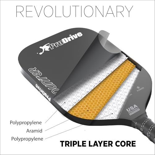 Prodrive Encounter Pickleball Paddle 16mm - 3 Layer (PP/Aramid/PP) Thermoformed with Foam Injected Walls - Includes Paddle Sleeve - Image 3