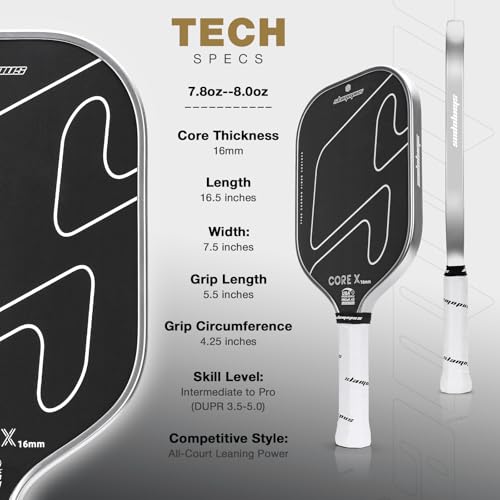 Professional Pickleball Paddles - GEN4 16mm Foam Core & T700 Carbon Fiber Surface for All-Court Control, Power and Spin | USAP PBCoR.43 Approved - Image 3