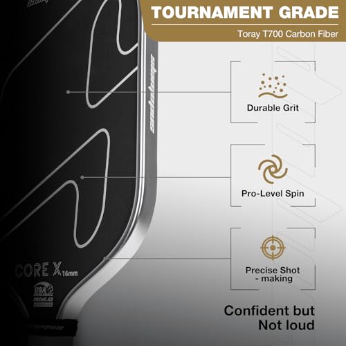 Professional Pickleball Paddles - GEN4 16mm Foam Core & T700 Carbon Fiber Surface for All-Court Control, Power and Spin | USAP PBCoR.43 Approved - Image 5