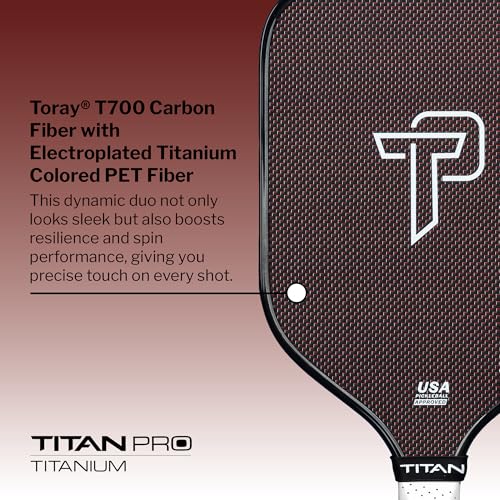Titan Pro Titanium Pickleball Paddle, USA Pickleball Approved, 14mm and 16mm Options, Revolutionary Nomex and PP Duo Core, Thermoformed Carbon Fiber Handle - Image 5