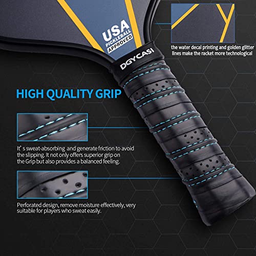 YC DGYCASI Pickleball Paddles Set of 2, USAPA Approved Carbon Fiber Surface Pickleball Set, Lightweight Pickle Ball Rackets 2 Pack, 2 Outdoor Pickleball, 2 Indoor Pickleball, 1 Pickleball Bag - Image 5